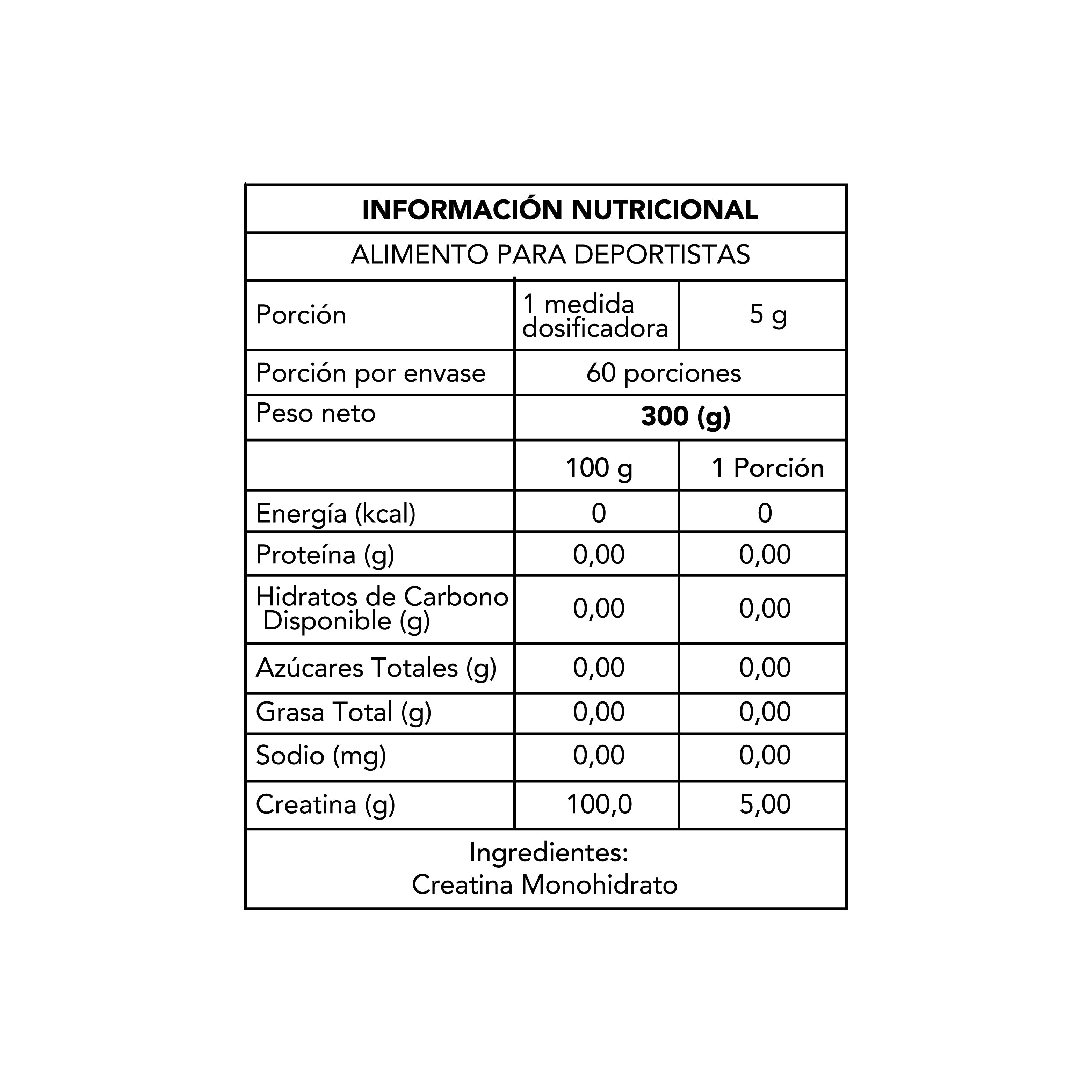 Creatina monohidratada 300 gramos - NewPharma