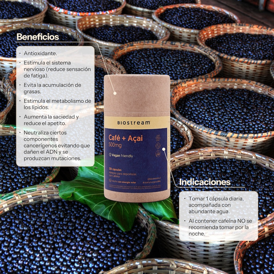 Café + Açaí 500mg 120 Cápsulas Vegano — detalle | Casa Ikigai