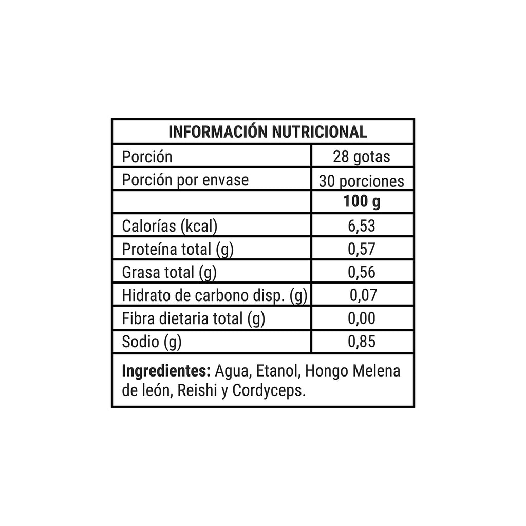 Triple Complex Sublingual - Melena de León, Reishi y Cordyceps 30ml