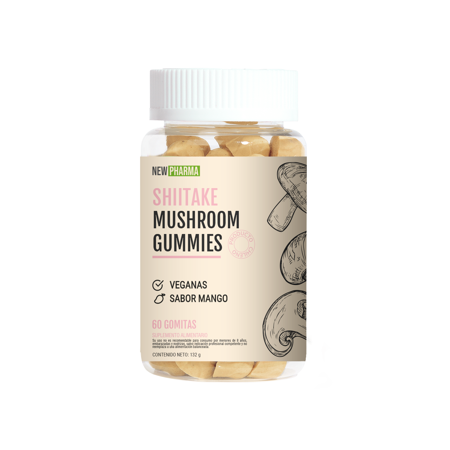 Shiitake Gummies - Gomitas de Hongo Shiitake x 60 Unidades