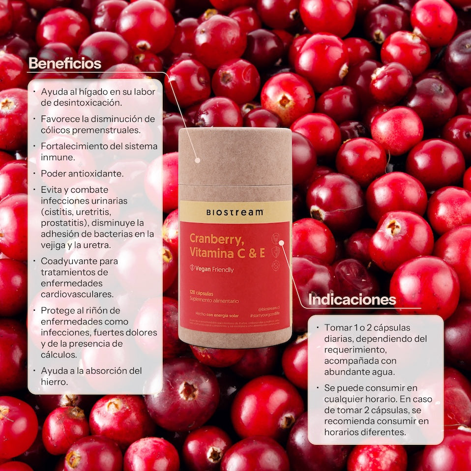 Cranberry, Vitamina C & Vitamina E 120 Cápsulas Vegano — detalle | Casa Ikigai