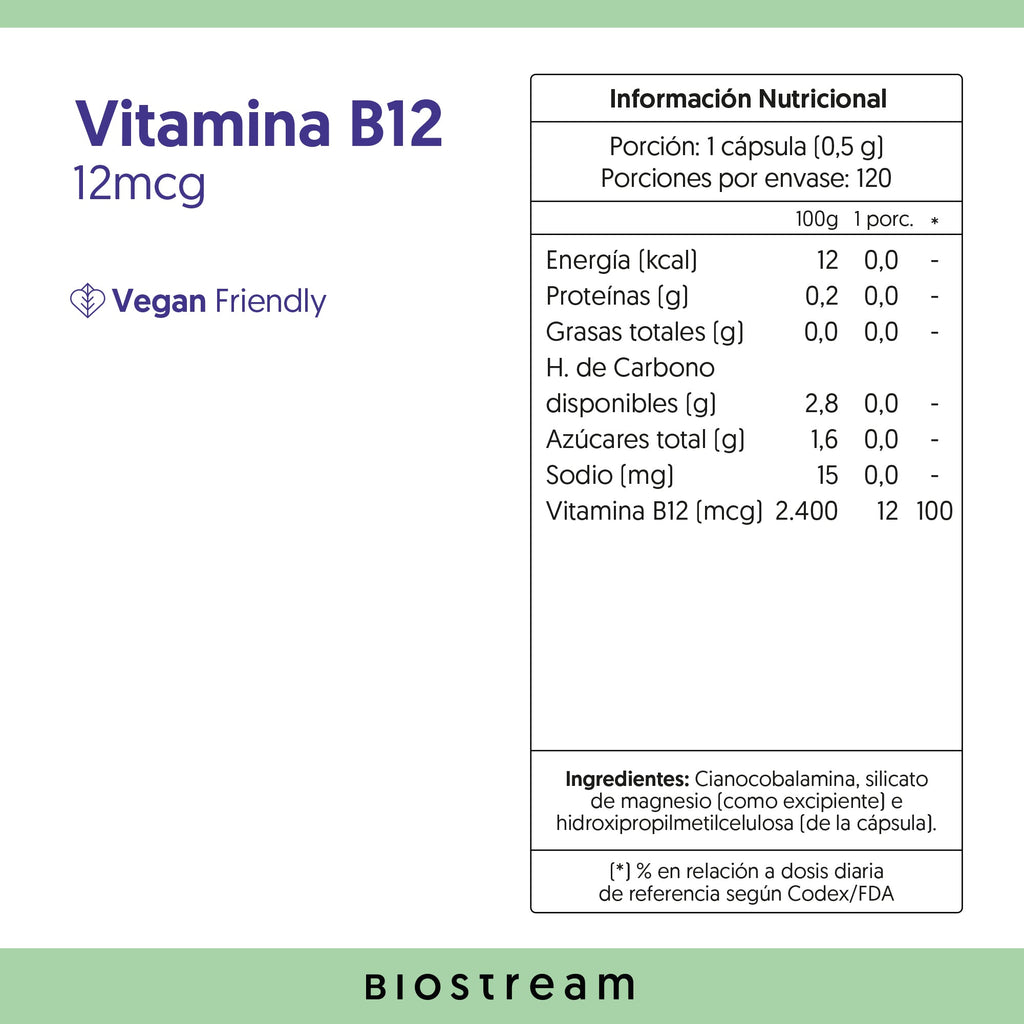 Vitamina B12 12mcg 120 Cápsulas Vegana — detalle | Casa Ikigai