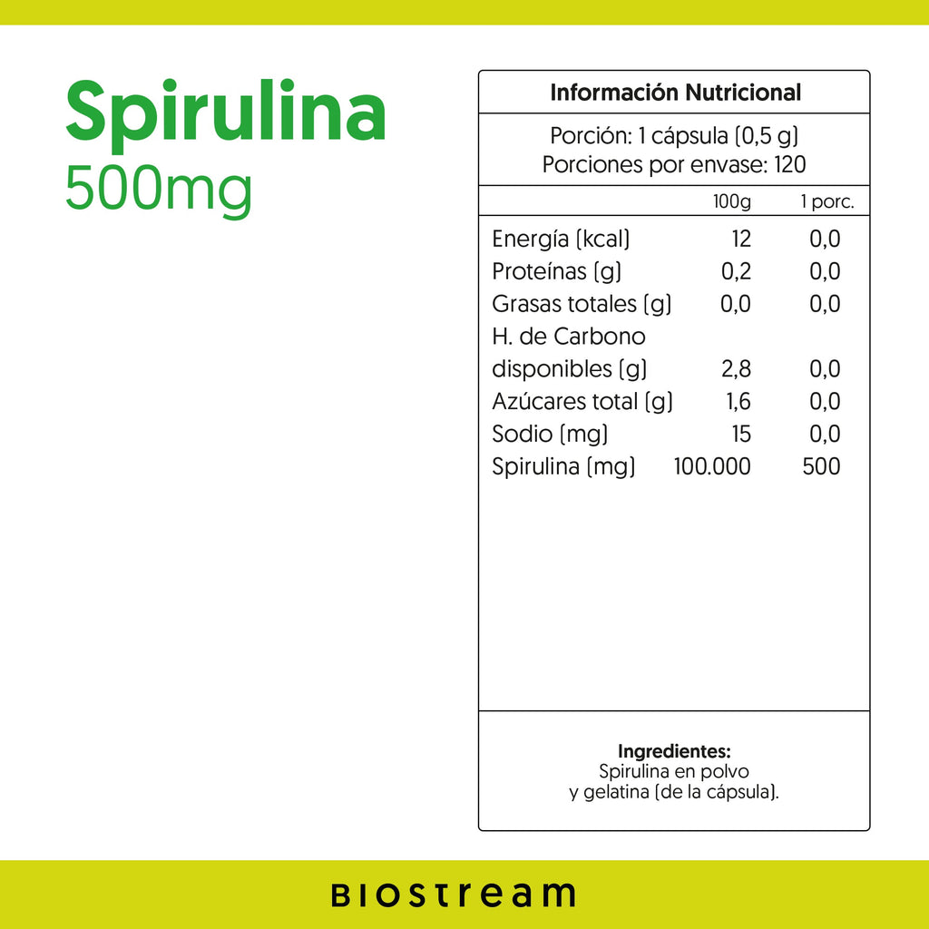 Spirulina 500mg 120 Cápsulas — detalle | Casa Ikigai