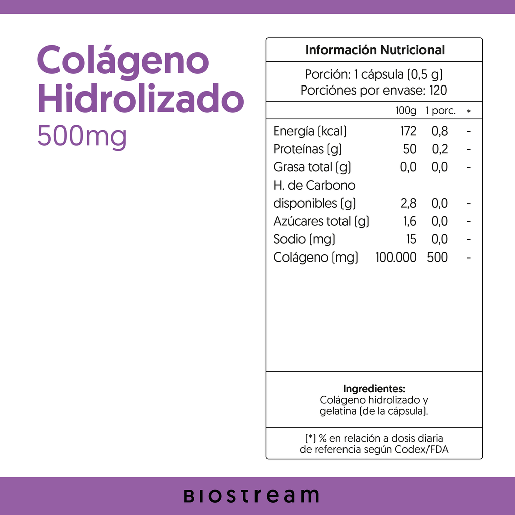 Colágeno Hidrolizado 500mg 120 Cápsulas — detalle | Casa Ikigai
