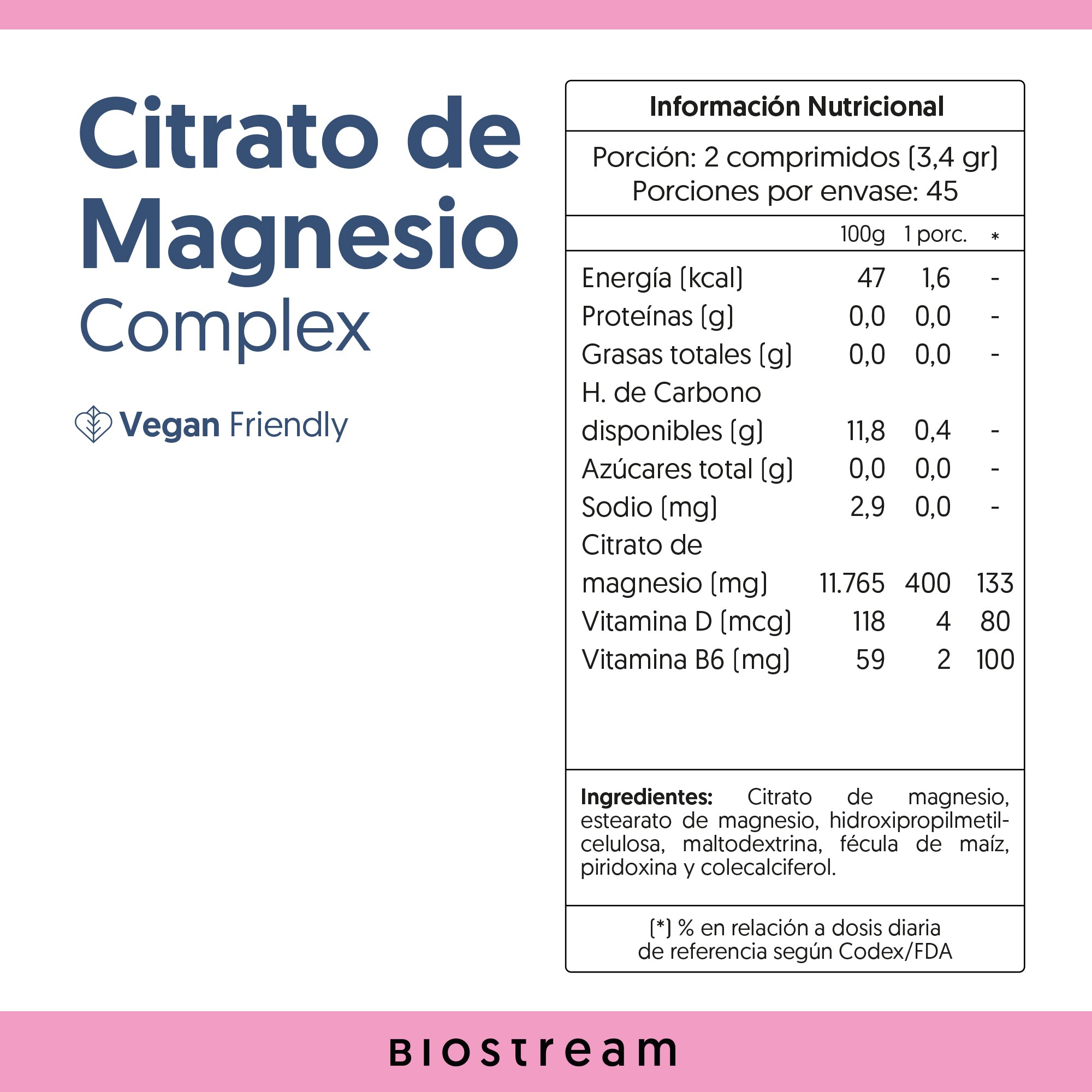 Citrato de Magnesio, Vitamina D & Vitamina B6 90 Comprimidos Vegano — detalle | Casa Ikigai