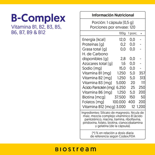 B-Complex 120 Cápsulas - Vitamina B1, B2, B3, B5, B6, B7, B9 & B12 - Vegano — detalle | Casa Ikigai