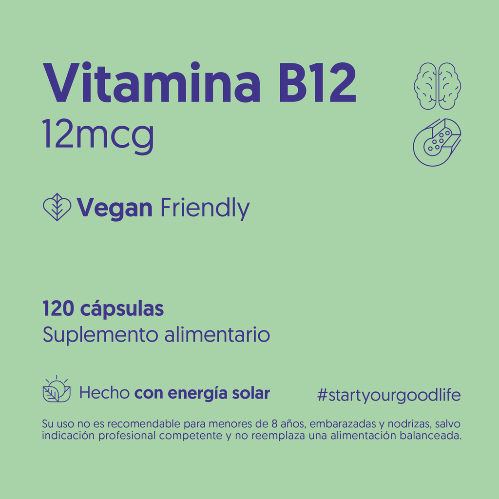 Vitamina B12 12mcg 120 Cápsulas Vegana — detalle | Casa Ikigai