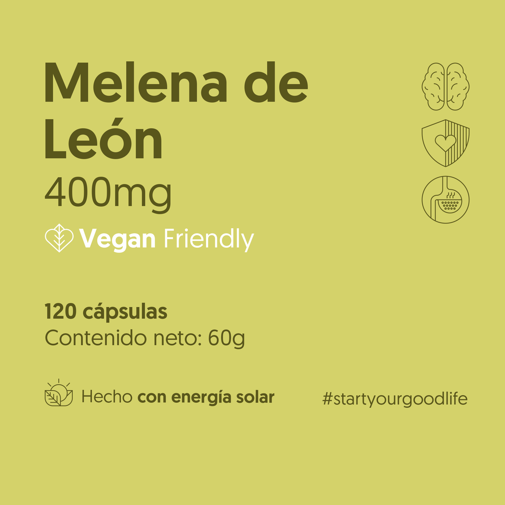 Hongo Melena de León 400mg 120 Cápsulas Vegano — detalle | Casa Ikigai