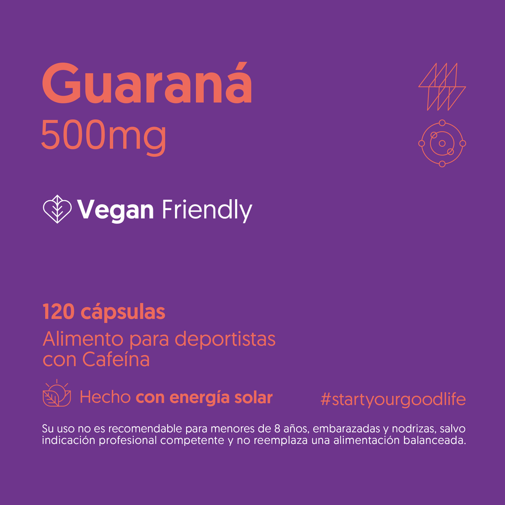 Guaraná 500mg 120 Cápsulas Vegano — detalle | Casa Ikigai