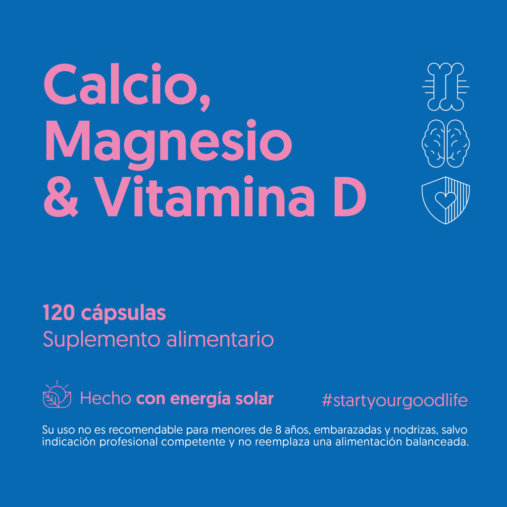 Calcio, Magnesio & Vitamina D 120 Cápsulas — detalle | Casa Ikigai