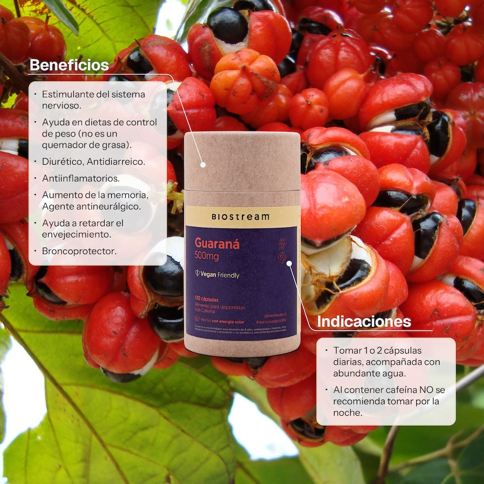 Guaraná 500mg 120 Cápsulas Vegano — detalle | Casa Ikigai