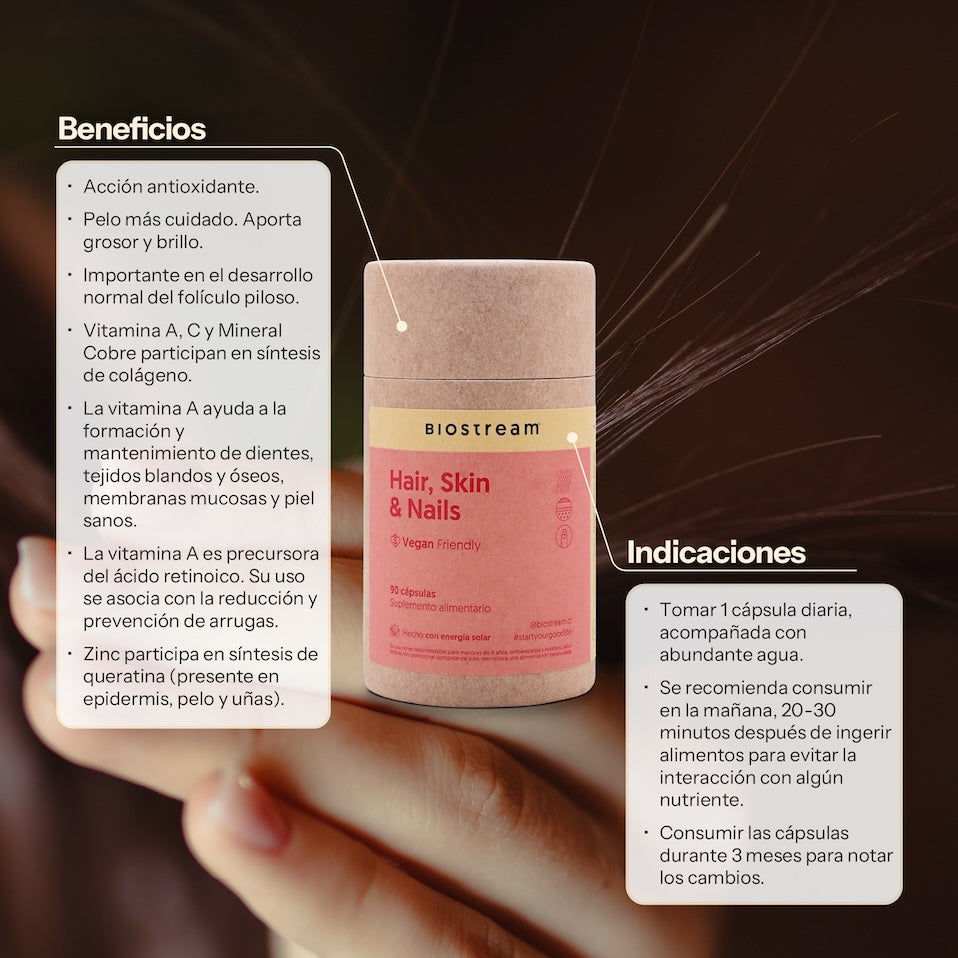 Hair, Skin & Nails 120 Cápsulas Micropellets Vegano — detalle | Casa Ikigai