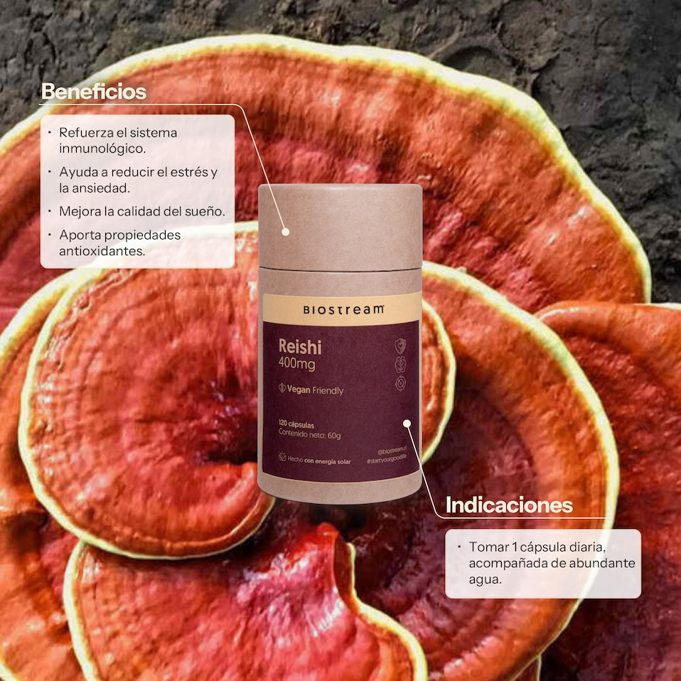 Hongo Reishi 400mg 120 Capsulas Vegano — detalle | Casa Ikigai