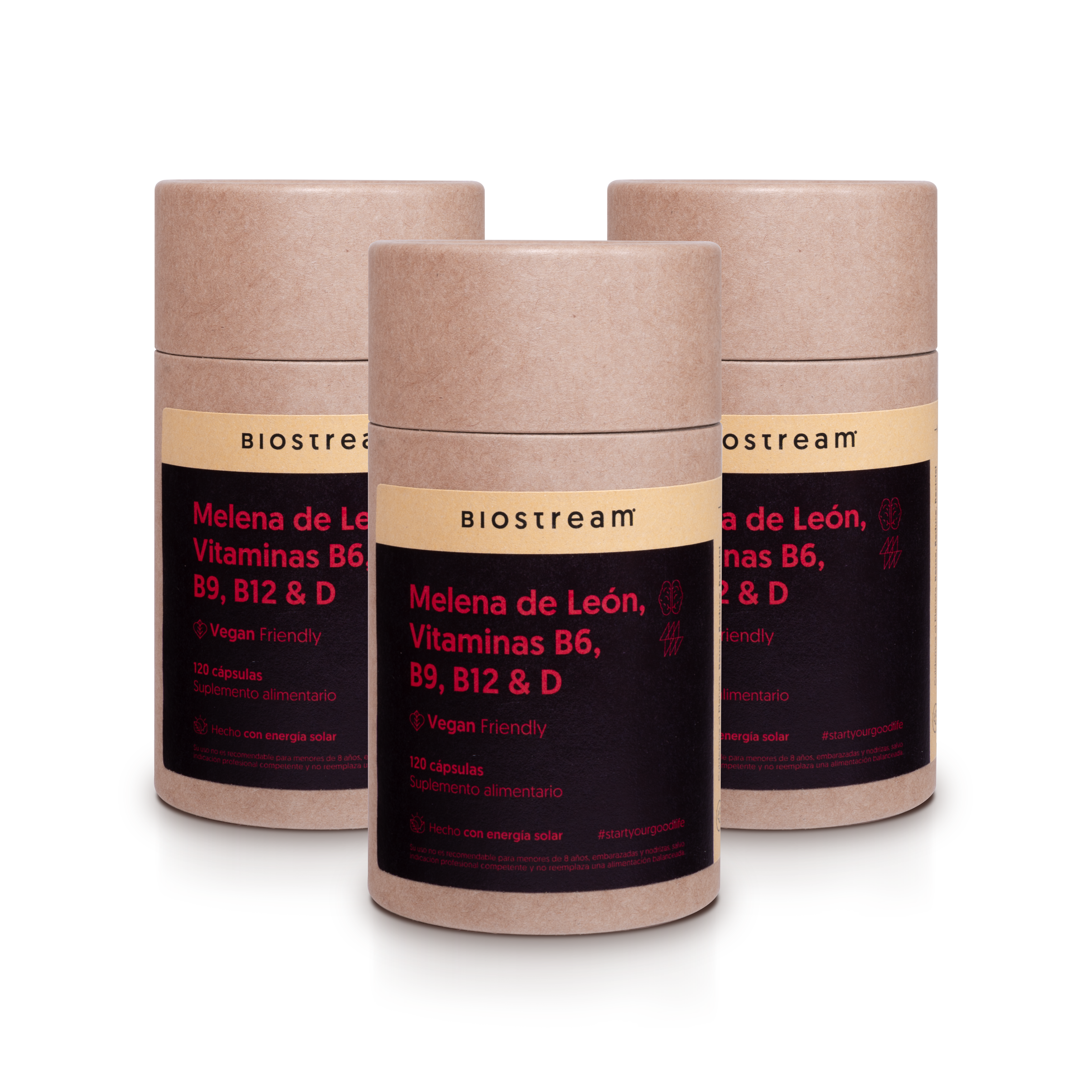 Melena de león, Vitaminas B6, B9, B12 & Vitamina D 120 cápsulas Vegano