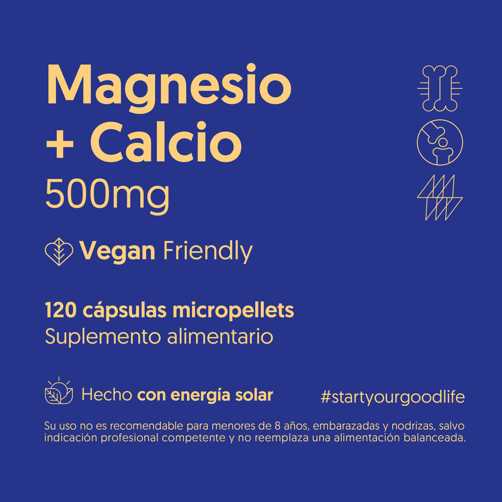 Magnesio + Calcio 500mg 120 Cápsulas Vegano — detalle | Casa Ikigai