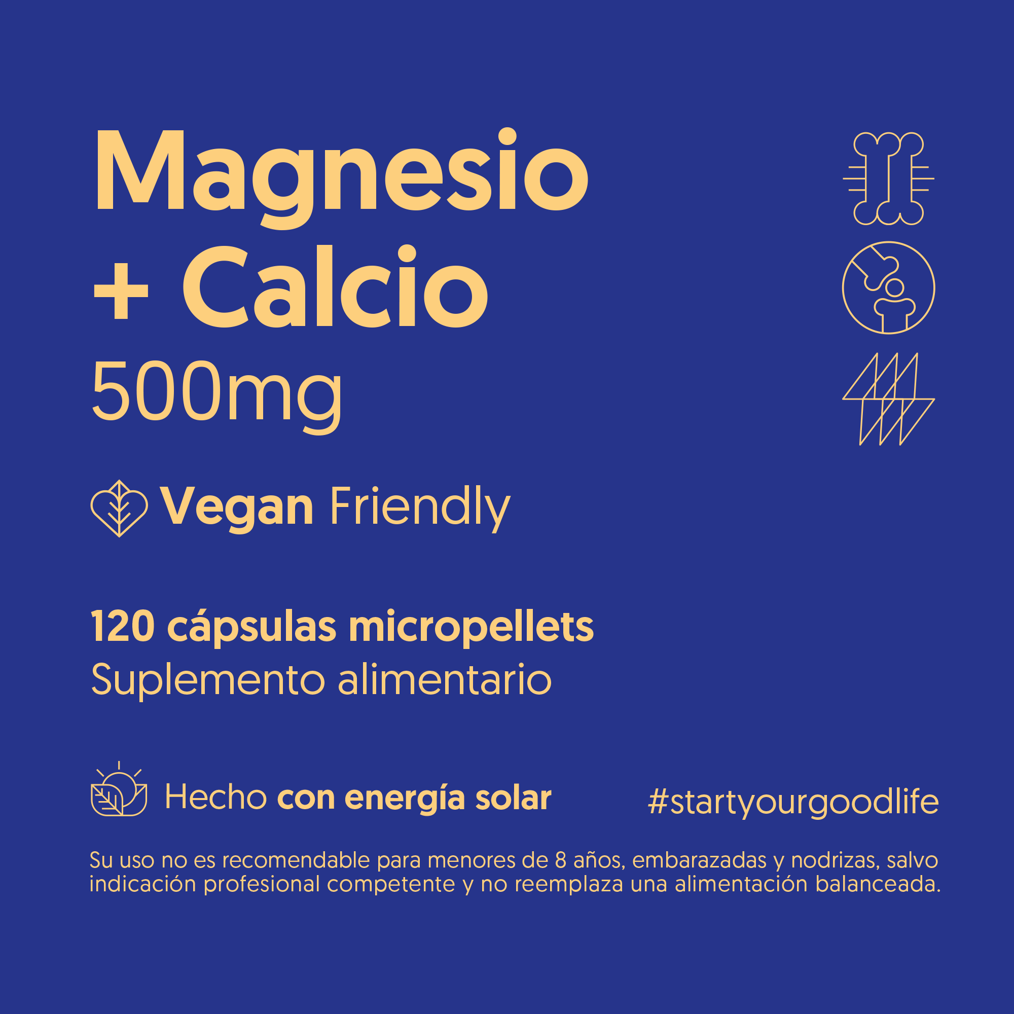 Magnesio + Calcio 500mg 120 Cápsulas Vegano — detalle | Casa Ikigai