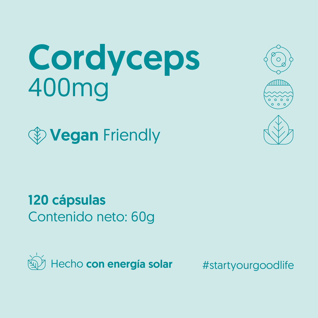 Hongo Cordyceps 400mg 120 Capsulas Vegano — detalle | Casa Ikigai