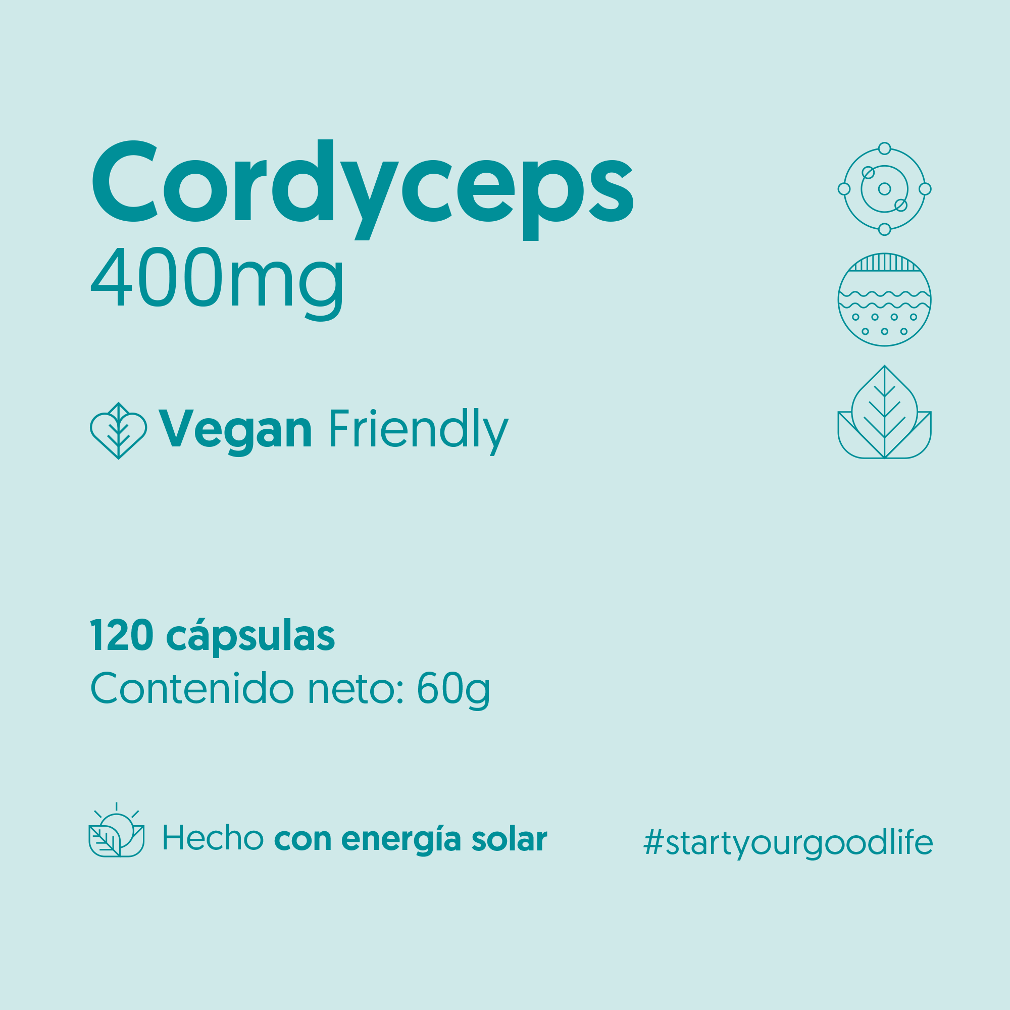 Hongo Cordyceps 400mg 120 Capsulas Vegano — detalle | Casa Ikigai