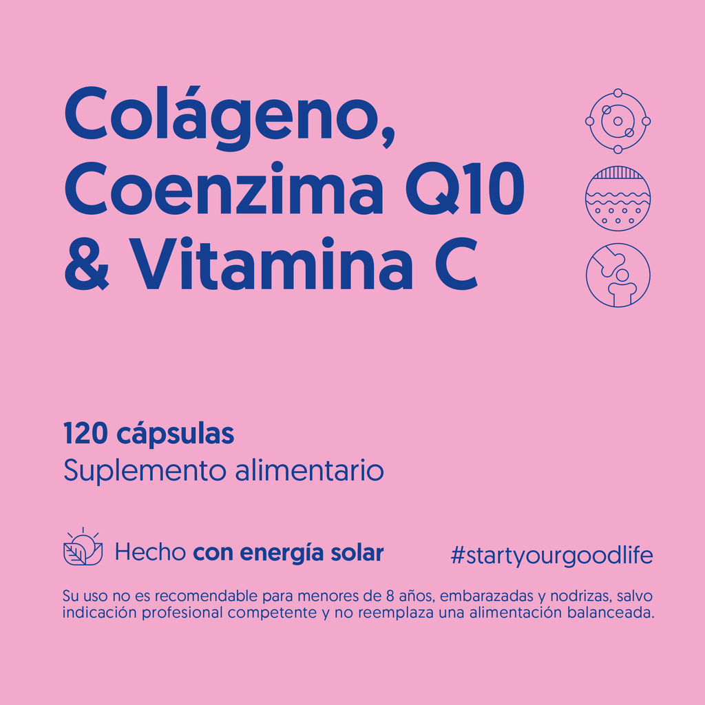 Colágeno Hidrolizado, Coenzima Q10 & Vitamina C 120 Cápsulas — detalle | Casa Ikigai