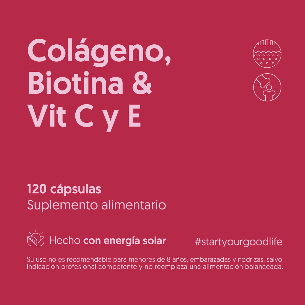 Colágeno Hidrolizado, Biotina & Vitamina C y E 120 Cápsulas — detalle | Casa Ikigai