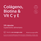 Colágeno Hidrolizado, Biotina & Vitamina C y E 120 Cápsulas — detalle | Casa Ikigai