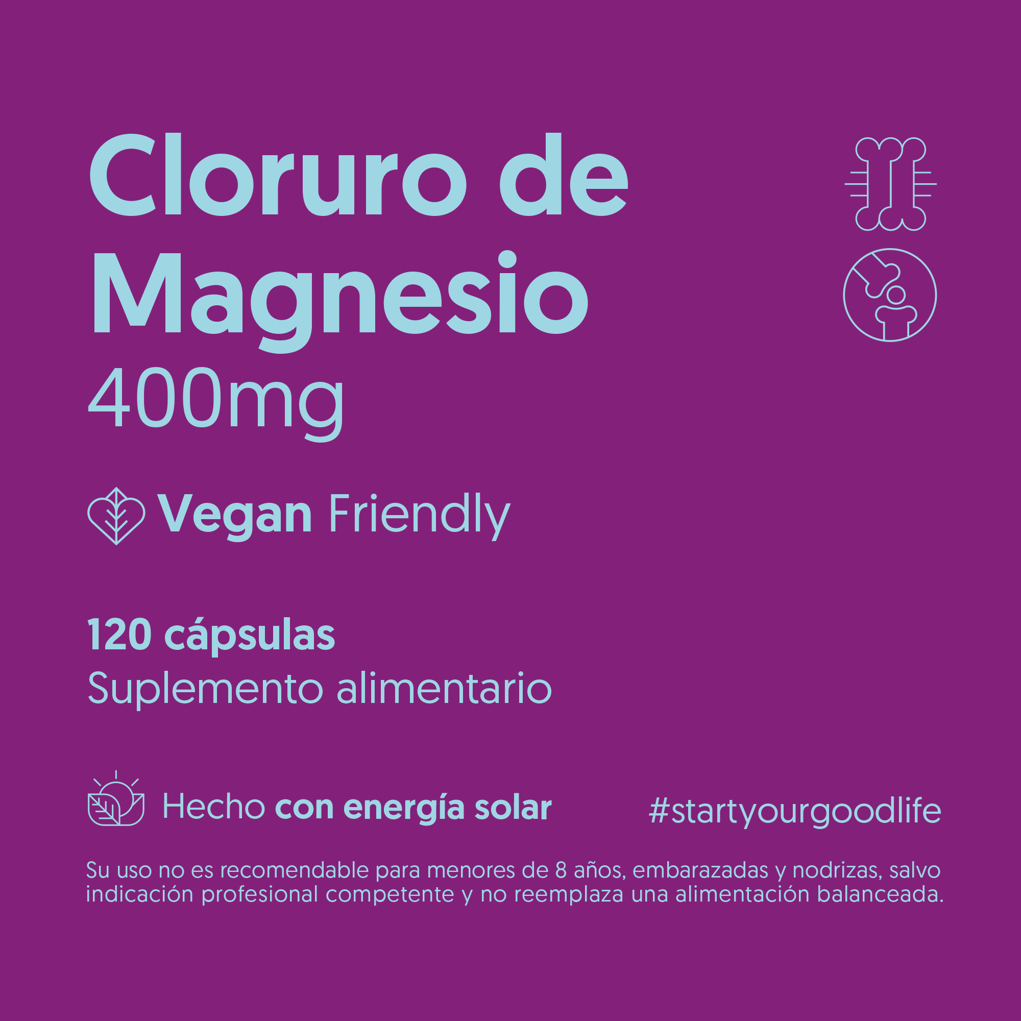Cloruro de Magnesio 400mg 120 Cápsulas Vegano — detalle | Casa Ikigai