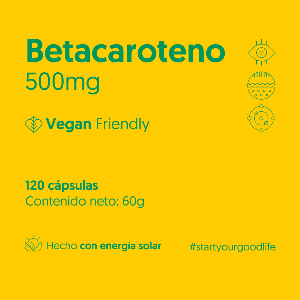 Betacaroteno 500mg 120 Cápsulas Vegano — detalle | Casa Ikigai