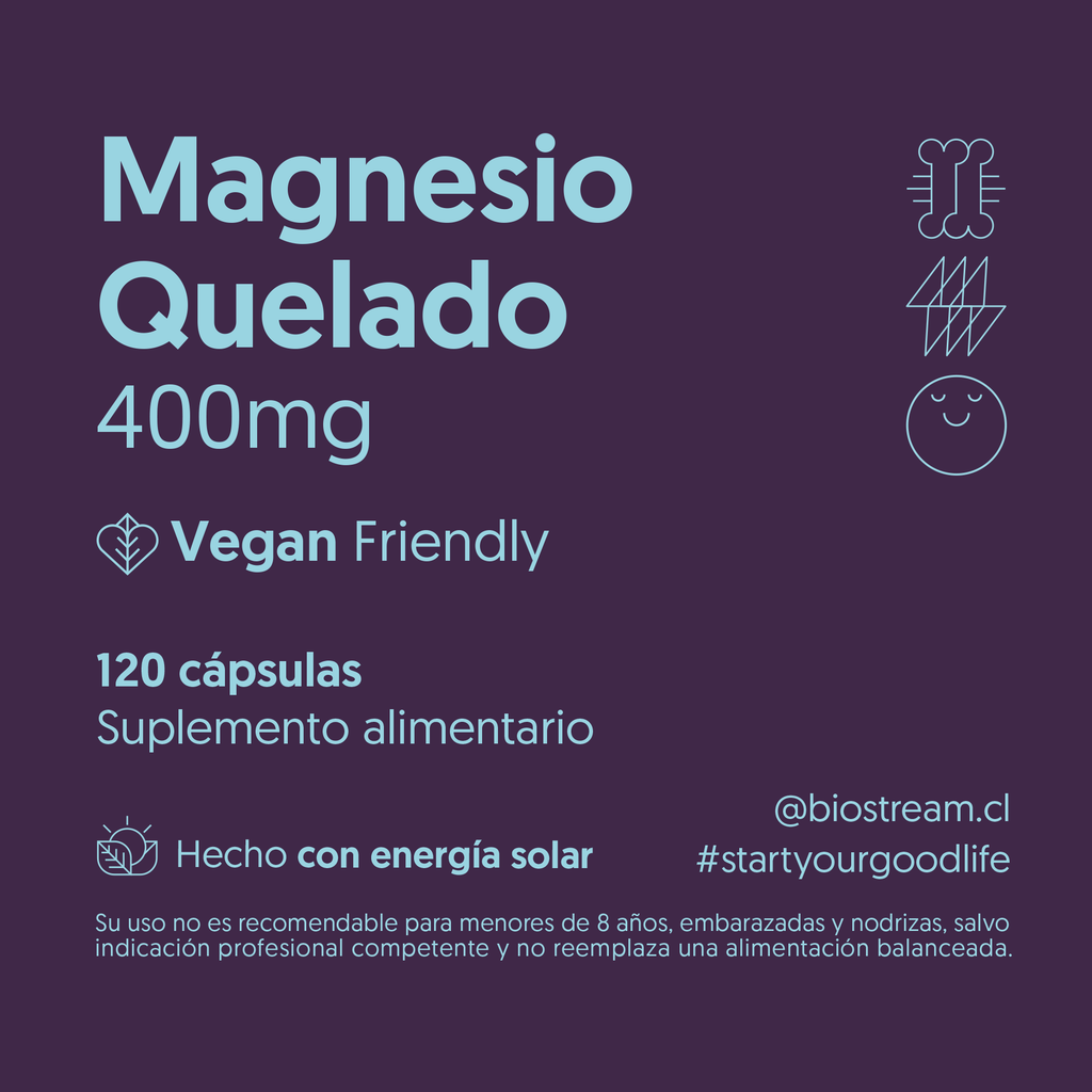 Magnesio Quelado 400mg 120 Cápsulas Vegano — detalle | Casa Ikigai