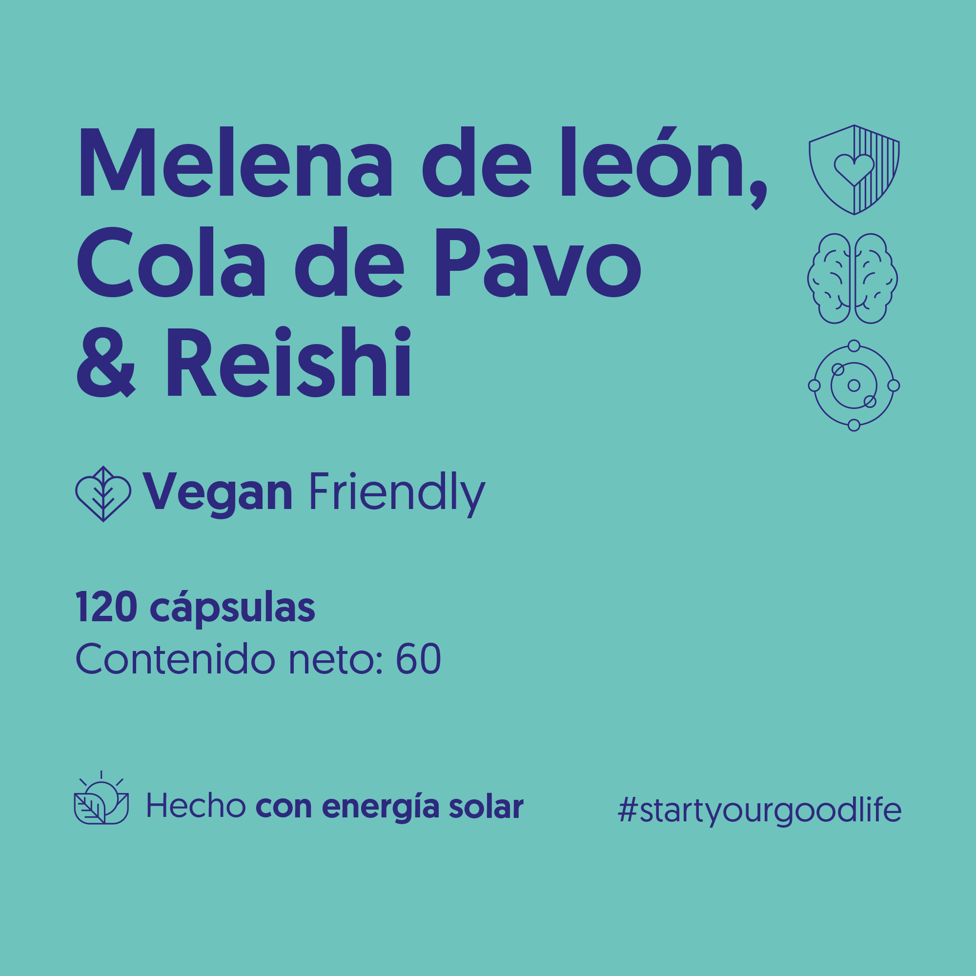 Melena de leon, Cola de Pavo & Reishi 120 Cápsulas Vegano — detalle | Casa Ikigai