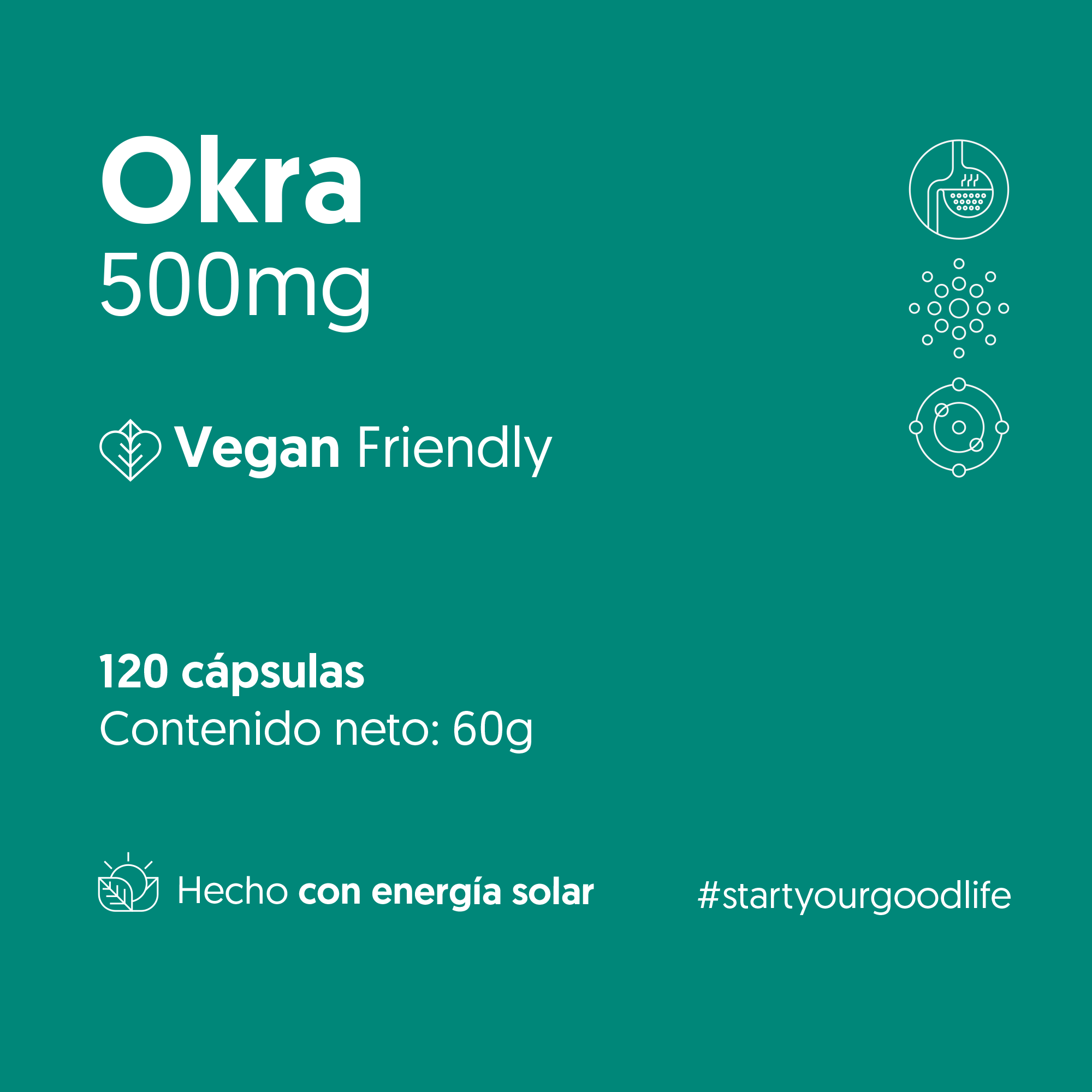 Okra 500mg 120 Cápsulas Vegano — detalle | Casa Ikigai
