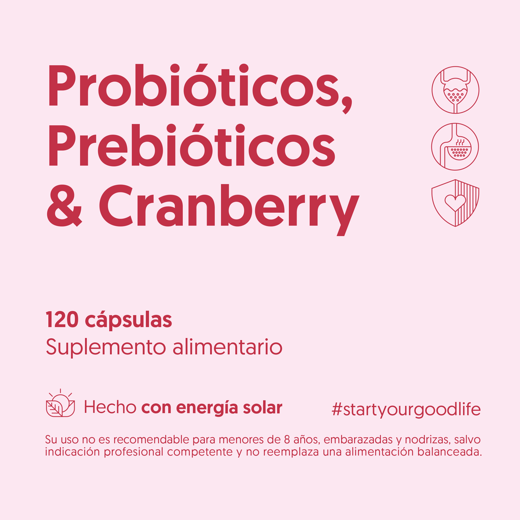 Probióticos, Prebióticos & Cranberry 120 Capsulas — detalle | Casa Ikigai