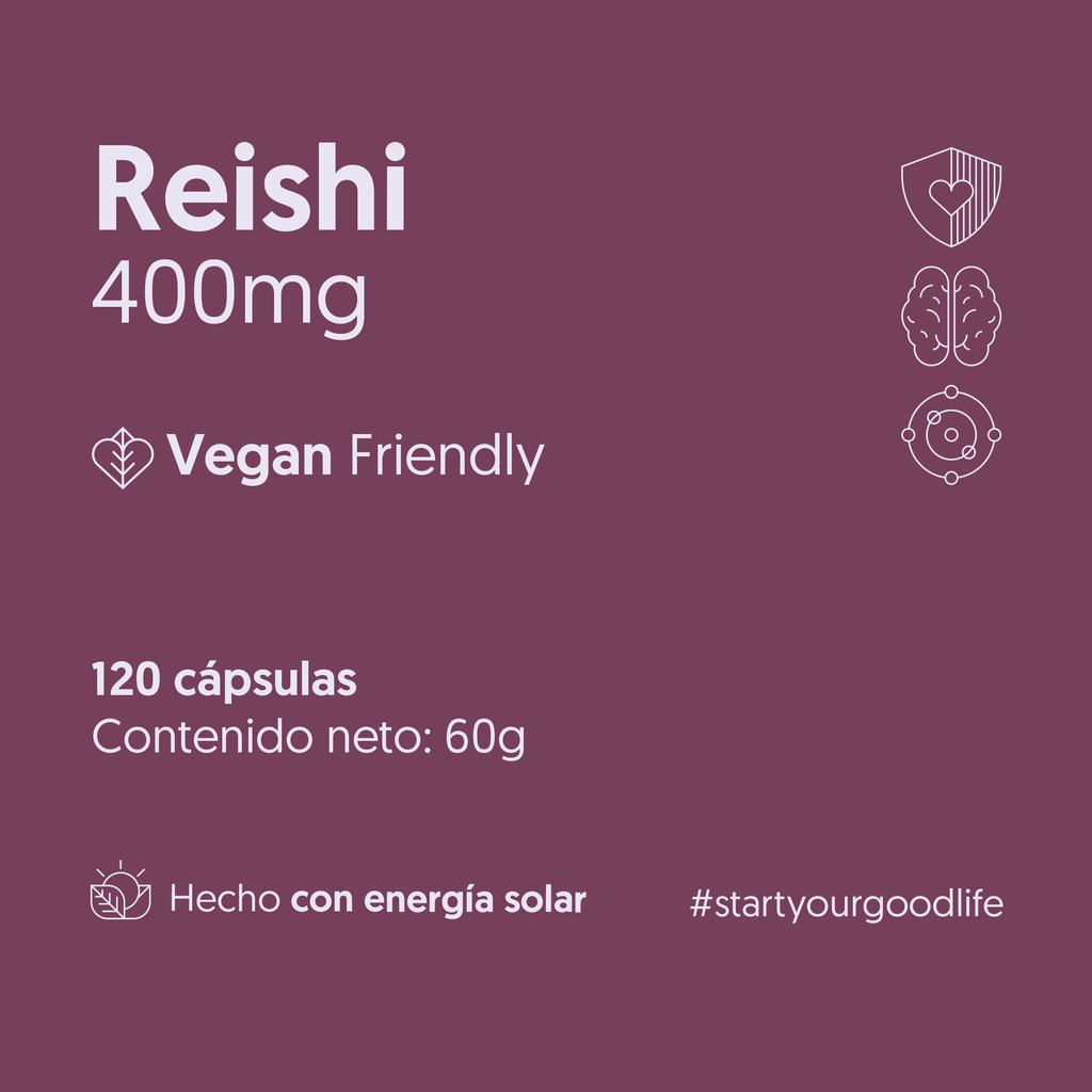 Hongo Reishi 400mg 120 Capsulas Vegano — detalle | Casa Ikigai