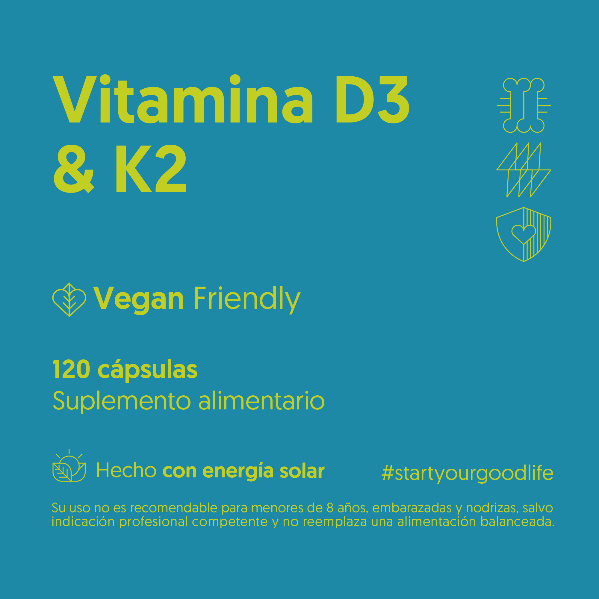 Vitamina D3 & K2 120 Cápsulas Vegano — detalle | Casa Ikigai