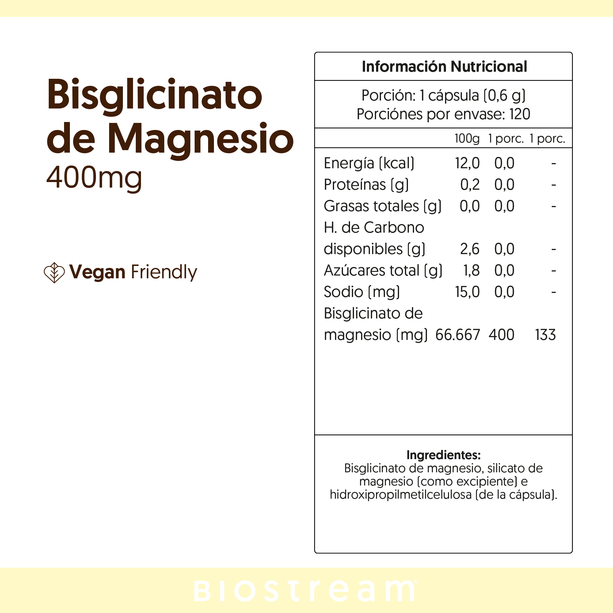 Bisglicinato de Magnesio 400mg 120 Capsulas Vegano — detalle | Casa Ikigai