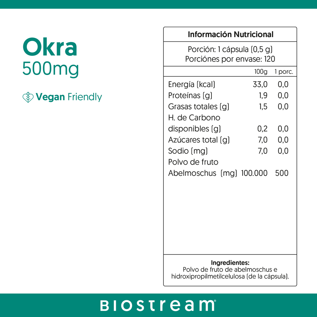 Okra 500mg 120 Cápsulas Vegano — detalle | Casa Ikigai