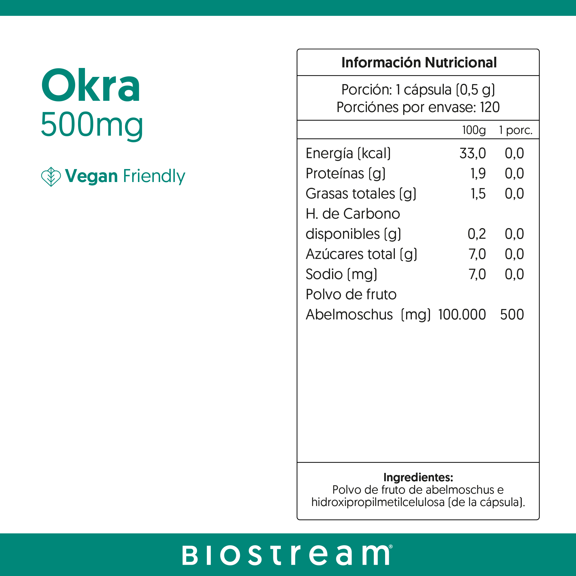 Okra 500mg 120 Cápsulas Vegano — detalle | Casa Ikigai