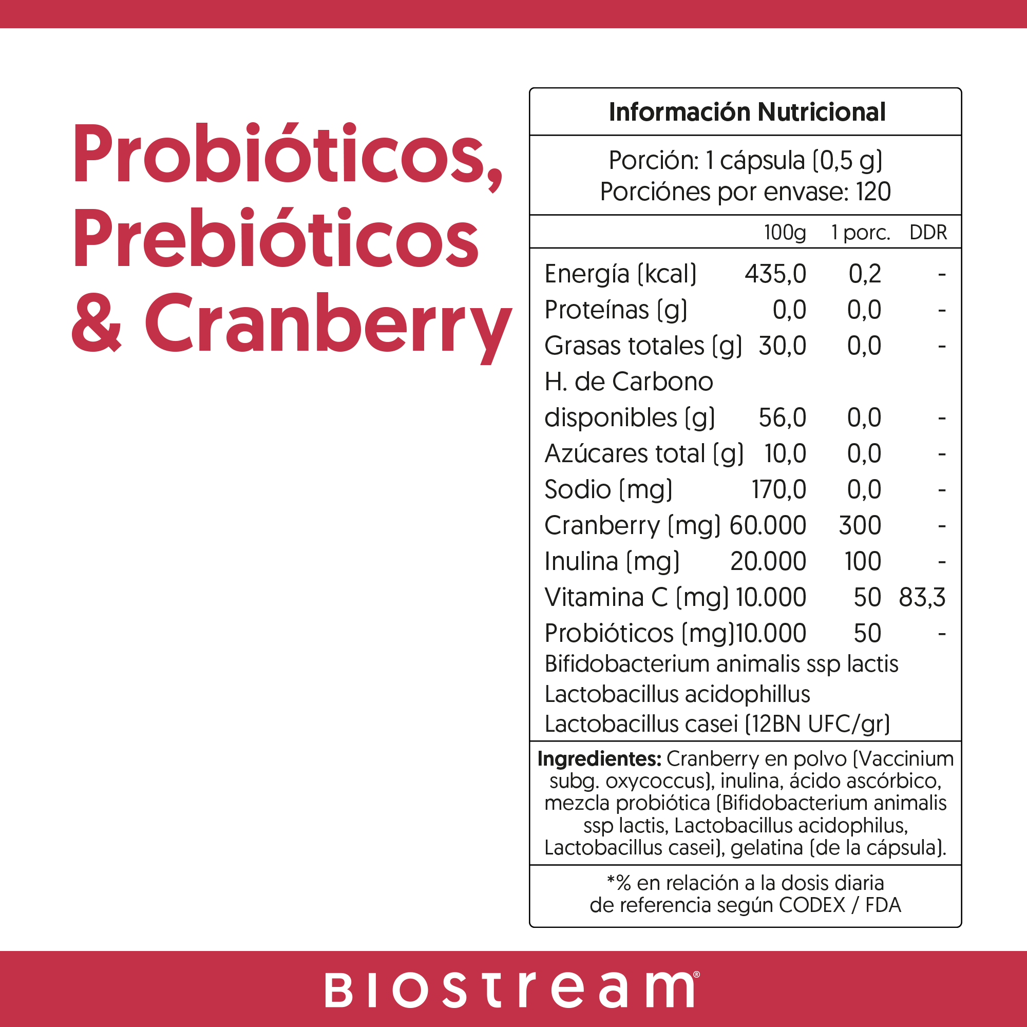 Probióticos, Prebióticos & Cranberry 120 Capsulas — detalle | Casa Ikigai