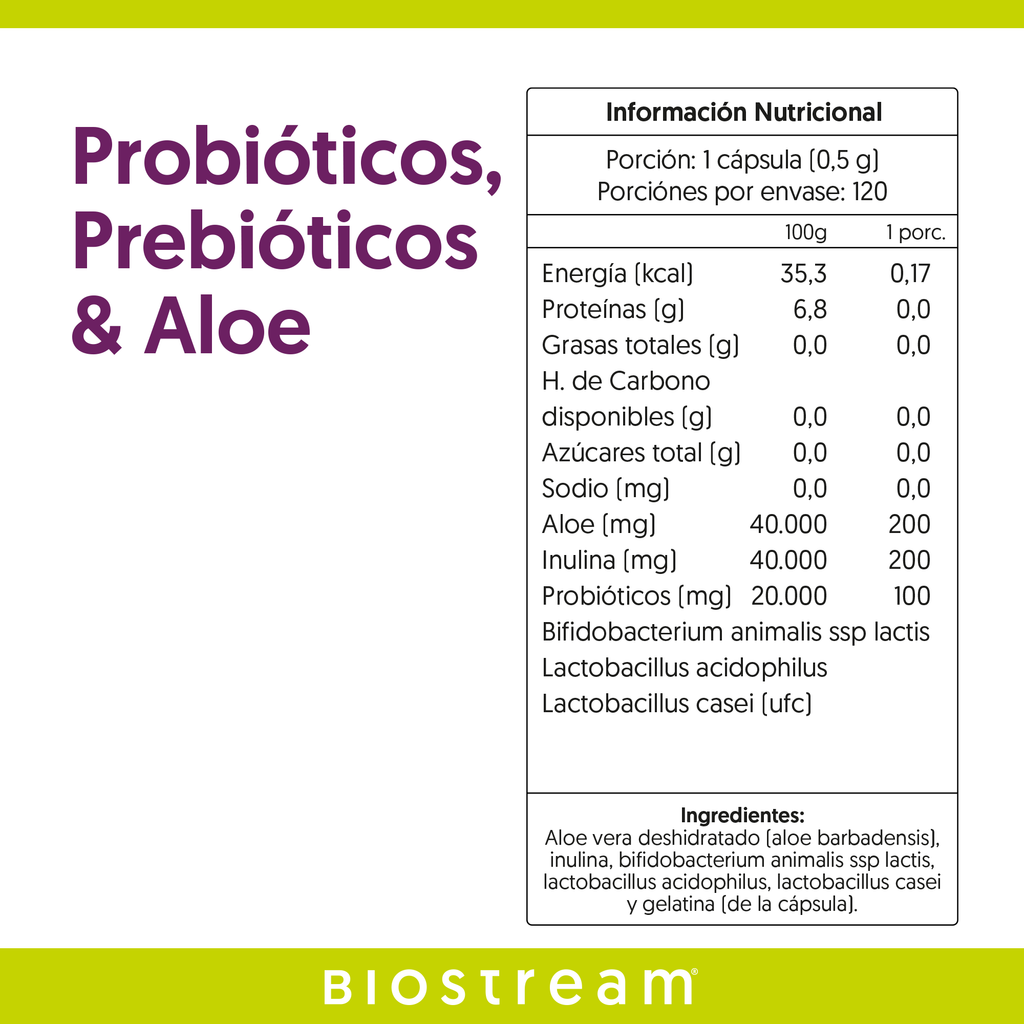 Probióticos, Prebióticos & Aloe 120 Cápsulas — detalle | Casa Ikigai
