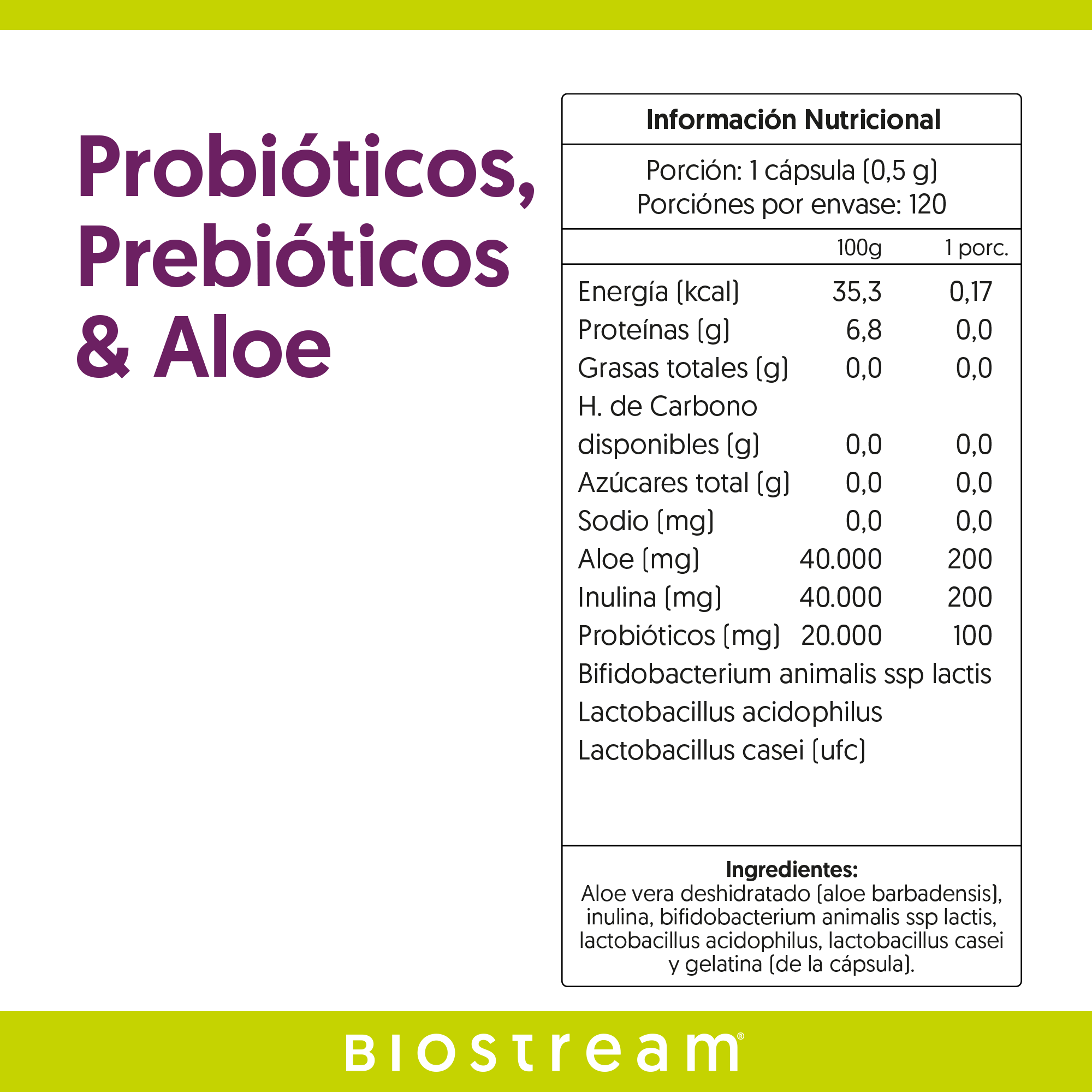 Probióticos, Prebióticos & Aloe 120 Cápsulas — detalle | Casa Ikigai