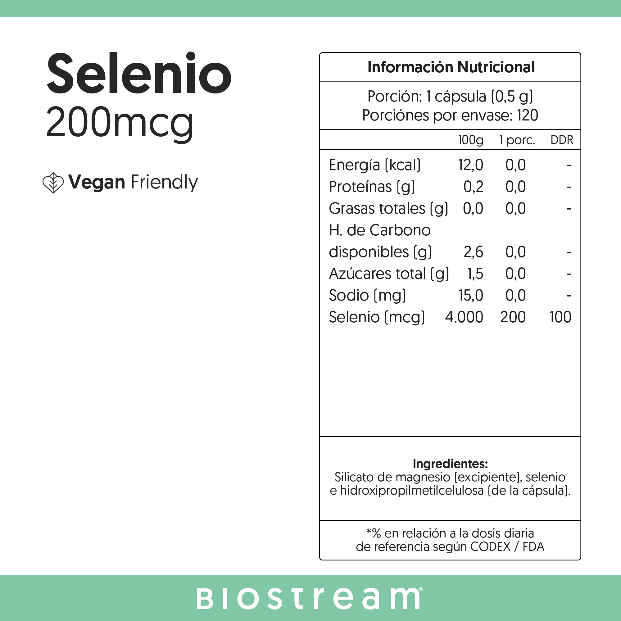 Selenio 200mcg 120 Capsulas Vegano — detalle | Casa Ikigai