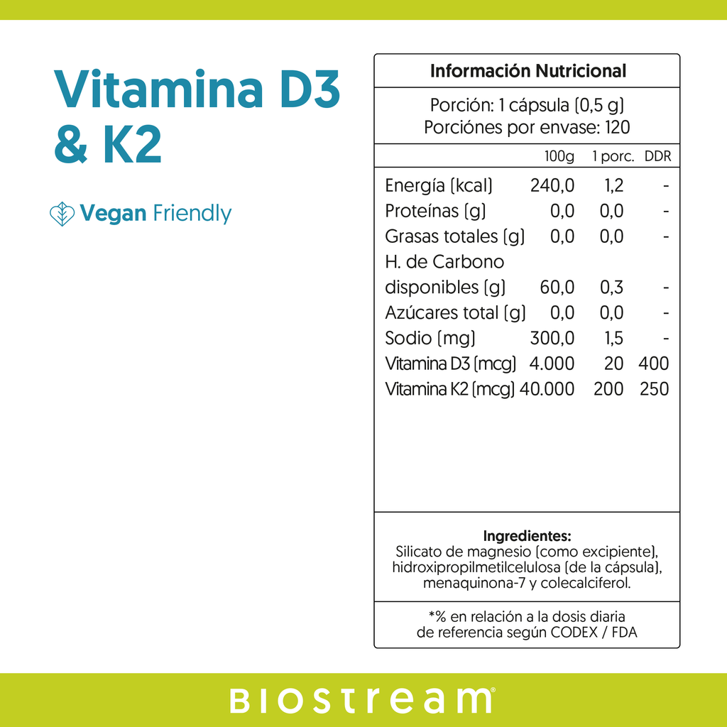 Vitamina D3 & K2 120 Cápsulas Vegano — detalle | Casa Ikigai