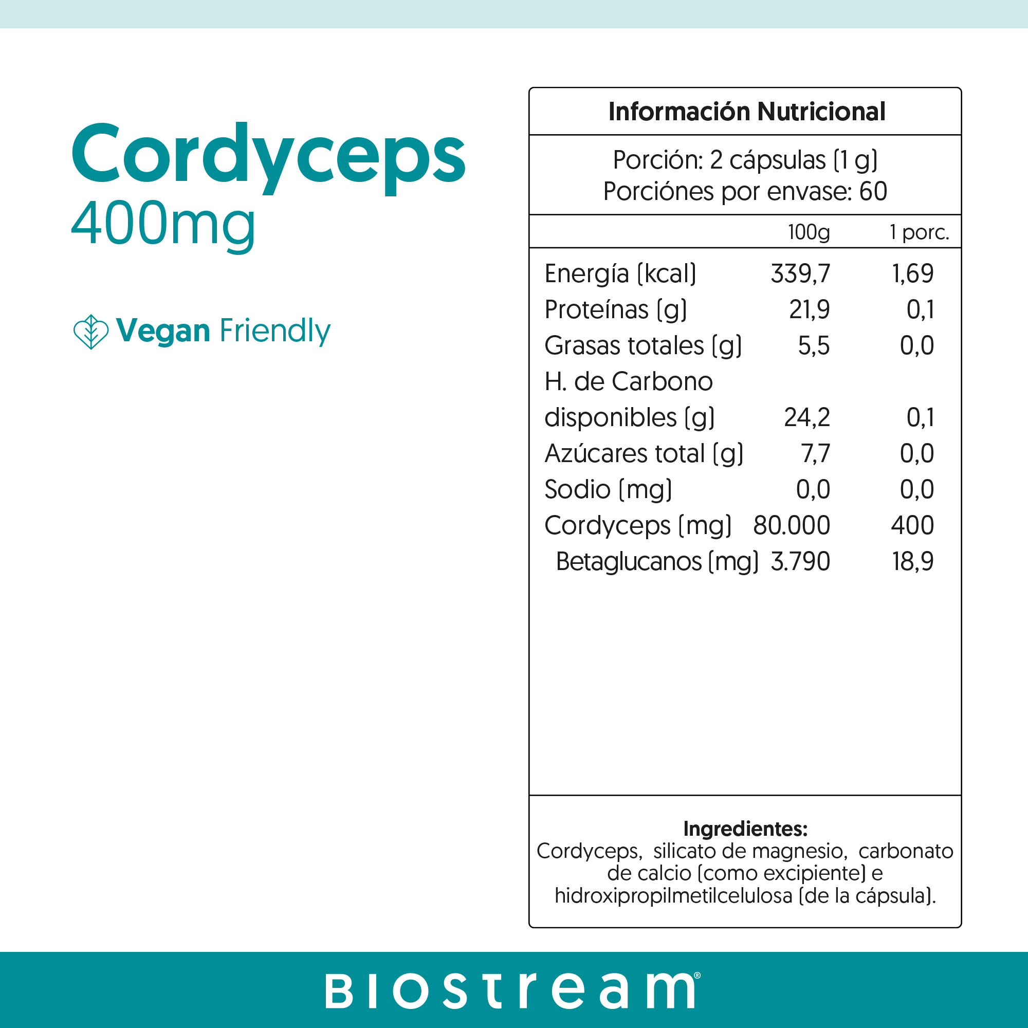 Hongo Cordyceps 400mg 120 Capsulas Vegano — detalle | Casa Ikigai