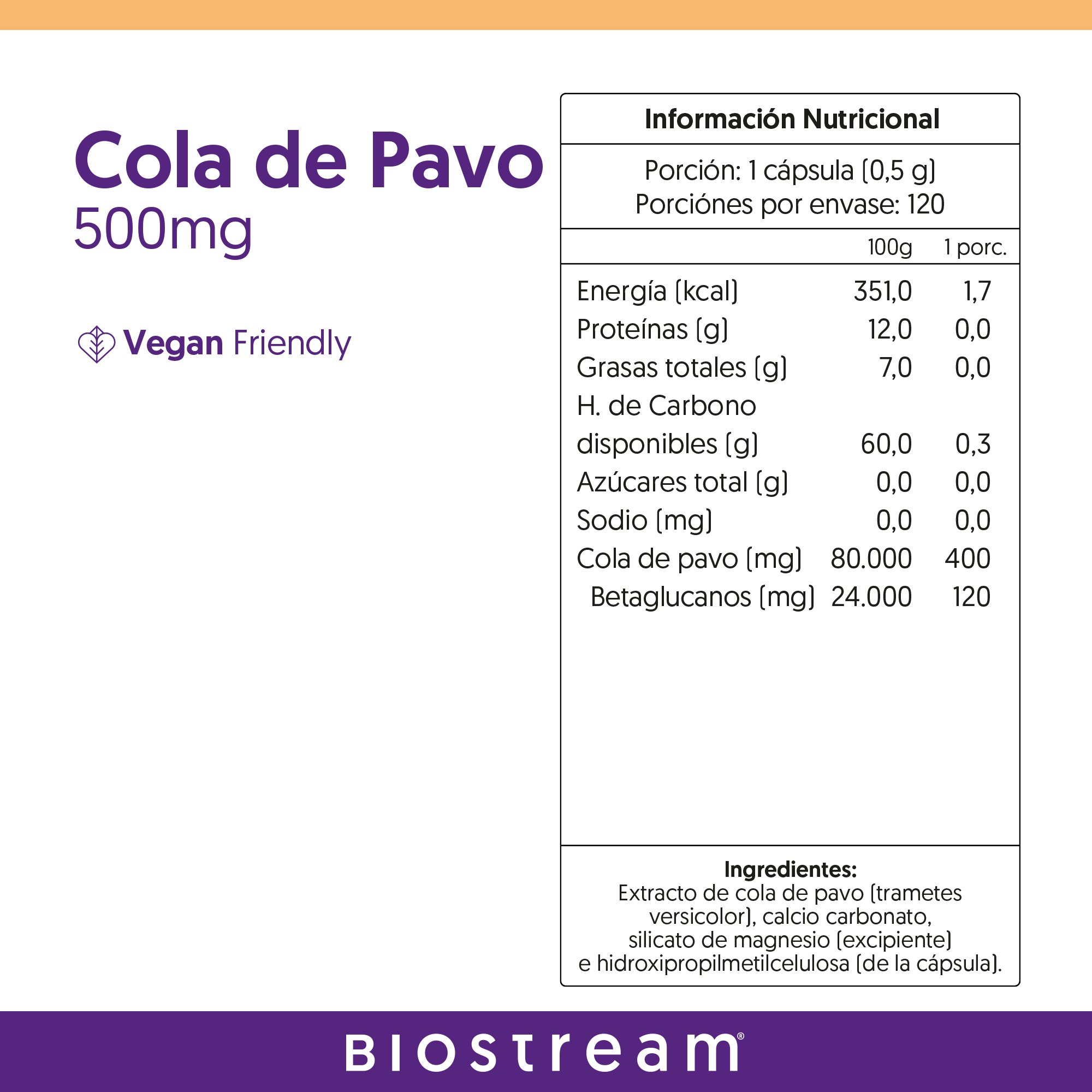 Hongo Cola de Pavo 500mg 120 Cápsulas Vegano — detalle | Casa Ikigai